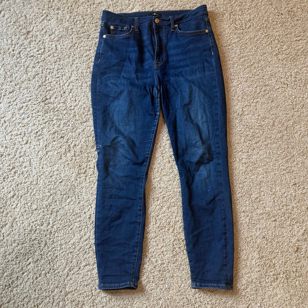 7 For All Mankind High Waist Ankle Skinny Dark Wash Jeans - Womens Size 29